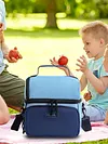 Double Layers Lunch Bag Leak Proof Hand-Held Cooler Box Portable Picnic Trip Bag