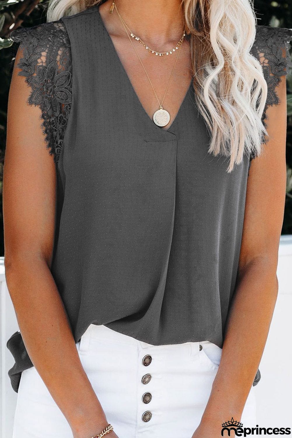 Sleeveless Crochet Lace Blouse