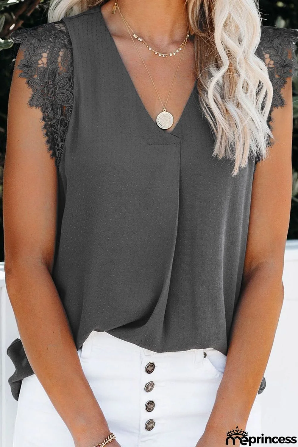 Sleeveless Crochet Lace Blouse