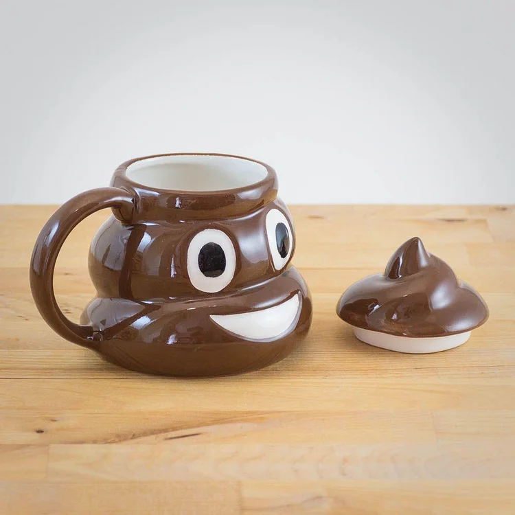 Poop Emoji Mug with Swirly Handgrip Lid