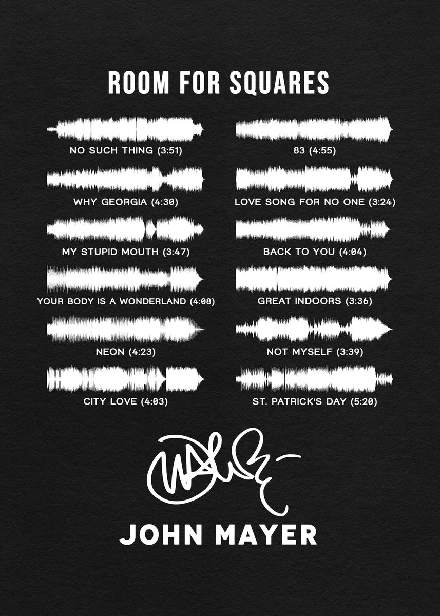 John Mayer Room for Squares Poster