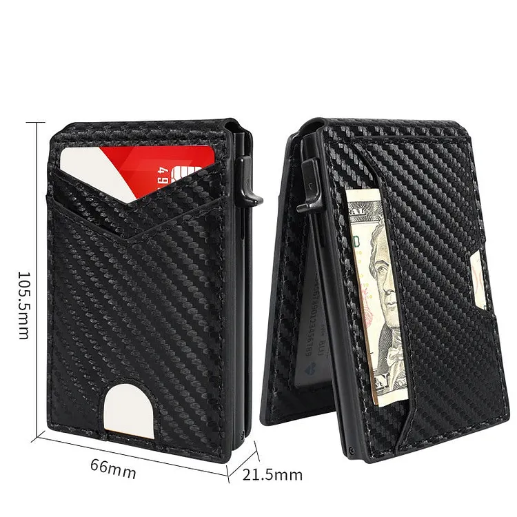 Slim RFID Wallet for Men &ndash; Pop-Up Card Holder with Money Clip & Dual ID Windows