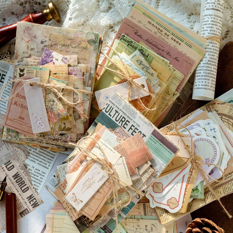 Vintage Retro Collection Material Pack Memory Post Office Series Handbook Diy Collage Base Material Stickers 4 Styles