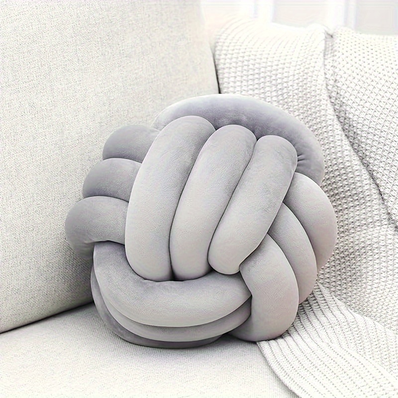 1pc Soft & Plush Knot Pillow Ball - Decorative Throw Cushion for Modern Home, Handmade Woven Round Pillow for Bedroom, Living Room, Sofa with Cute Knotted Design - Perfect Accent for Home Decor