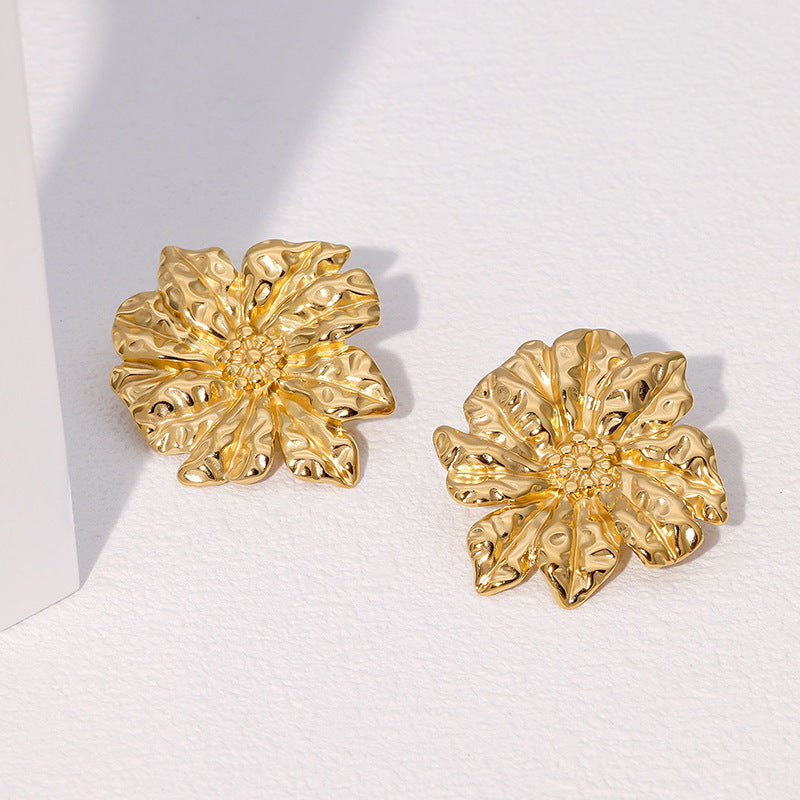 Retro Earrings Ins French Design Gold-Plated Stainless Steel Earrings For Women