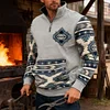 💥2025 New Arrivals!Mens Western Fleece Jacket Cowboy Bull Head Print Pullover 1/4 Zip Up Stand Collar Country Sweatshirts Western Gifts For Men With Pocket