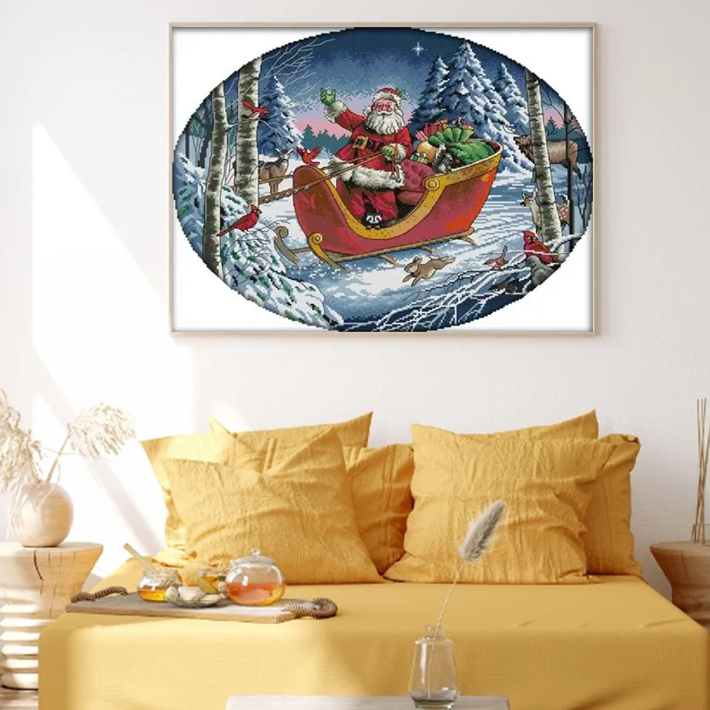 DIY Stamped Cross Stitch 14CT Partial Embroidery 53*44cm - Santa Claus