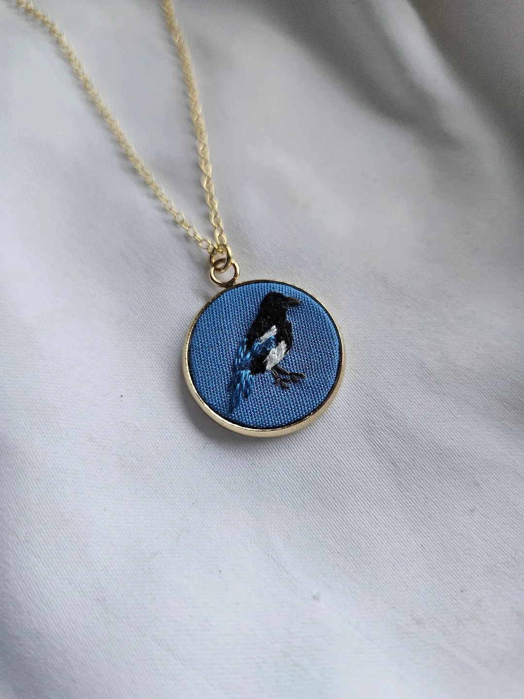 Stitched Bird Pendant 