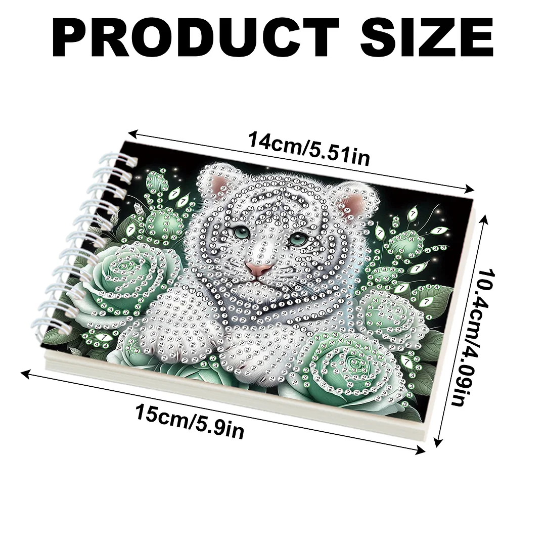 2 Pack Tiger DIY Diamond Art Spiral Notebook Kit 80Pages No Lines for Adults