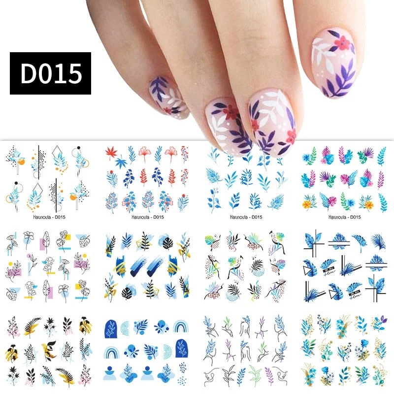 12pcs Valentines Love Letter Water Decals Flower Sliders Nail Stickers for Manicure Nail Art Decoration Transfer Water Sticker-Nail Inspo