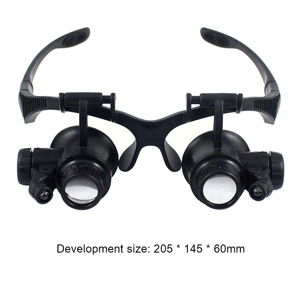Likron Watches Professional Headband Magnifier Loupe Glasses with LED Light Interchangeable 10X