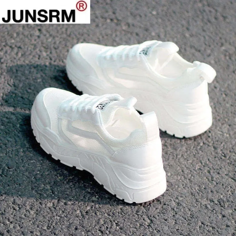 2022 Fashion Women's Shoes Comfortable Breathable Mesh Casual Shoes Autumn Women's Lace-up Non-slip Wear-resistant Sneakers 211