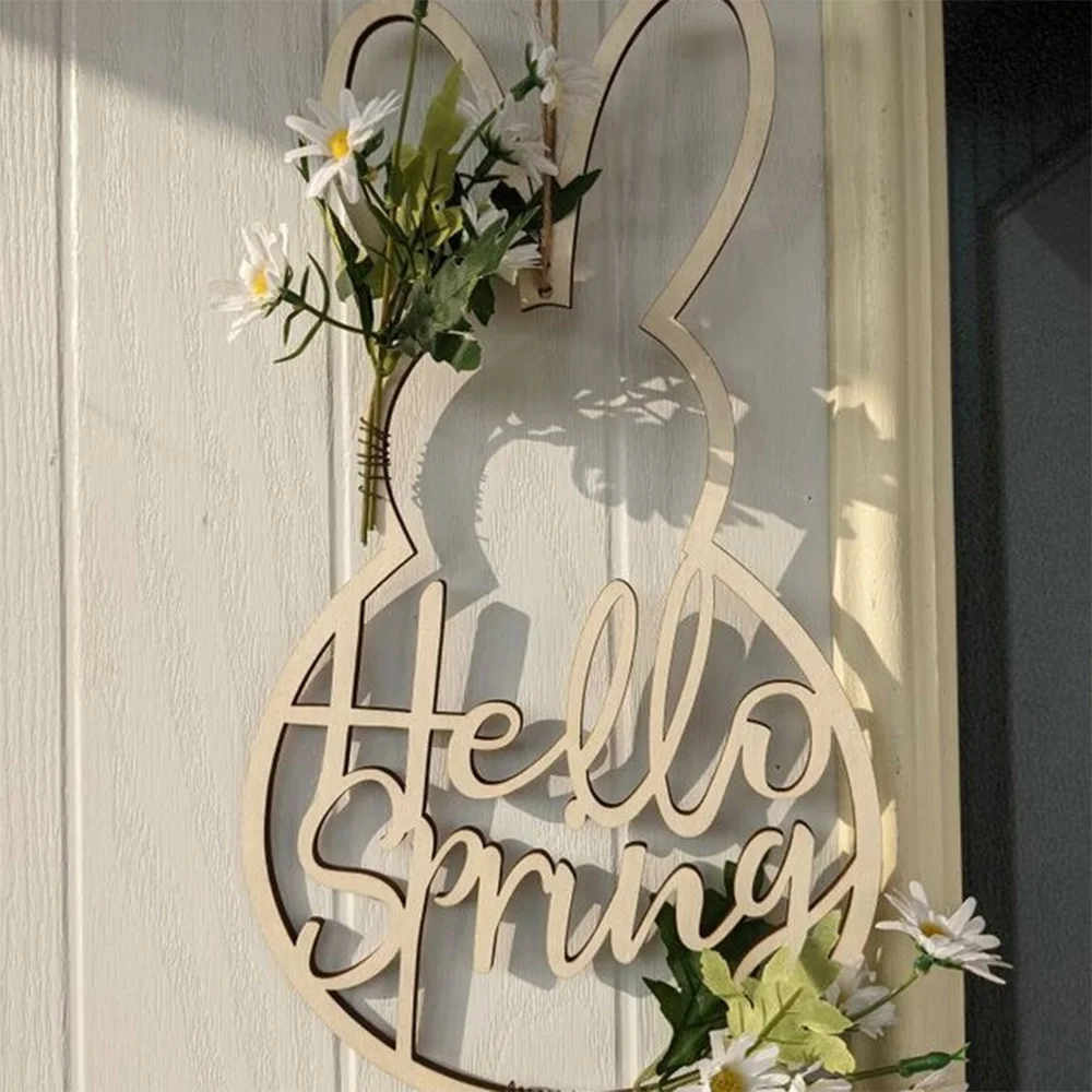 Cute Wooden Rabbit Garland Indoor Home Decoration Easter Gift