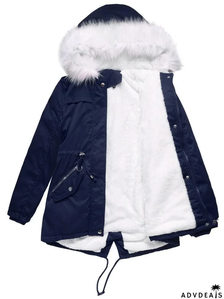 Women's Winter Solid Color Hooded Thermal Coats