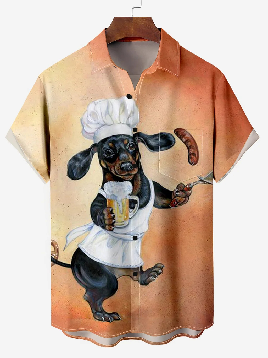 Men's Cozy Mr. Puppy Hawaiian Vacation Shirt PLUSCLOTHESMAN