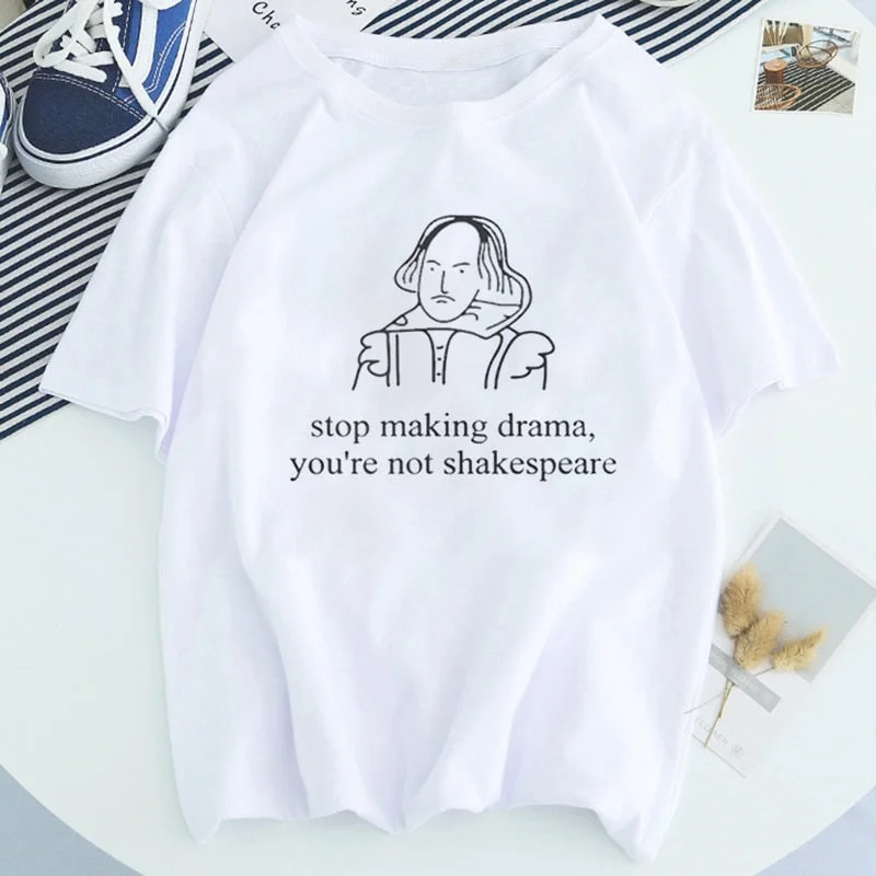 New Harajuku Gothic Female Shakespeare Tshirt Women Summer Fun Letter Print Casual T-shirts Fashion Short-sleeved Tops & Tees