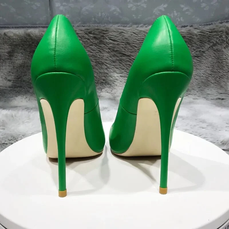 Breakj Solid Green Women Pointy Toe High Heels 8/10/12cm Fashion Slip On Stilettos Ladies Formal Dress Shoes Customize Pumps