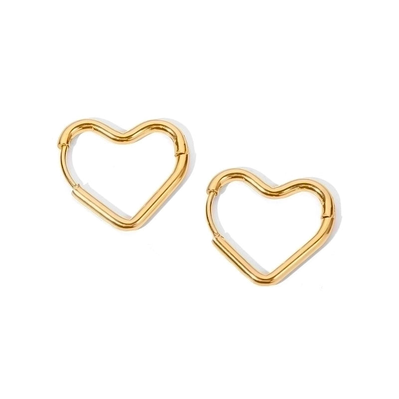 Romantic Heart Shape Gold Plated 304 Stainless Steel Earrings