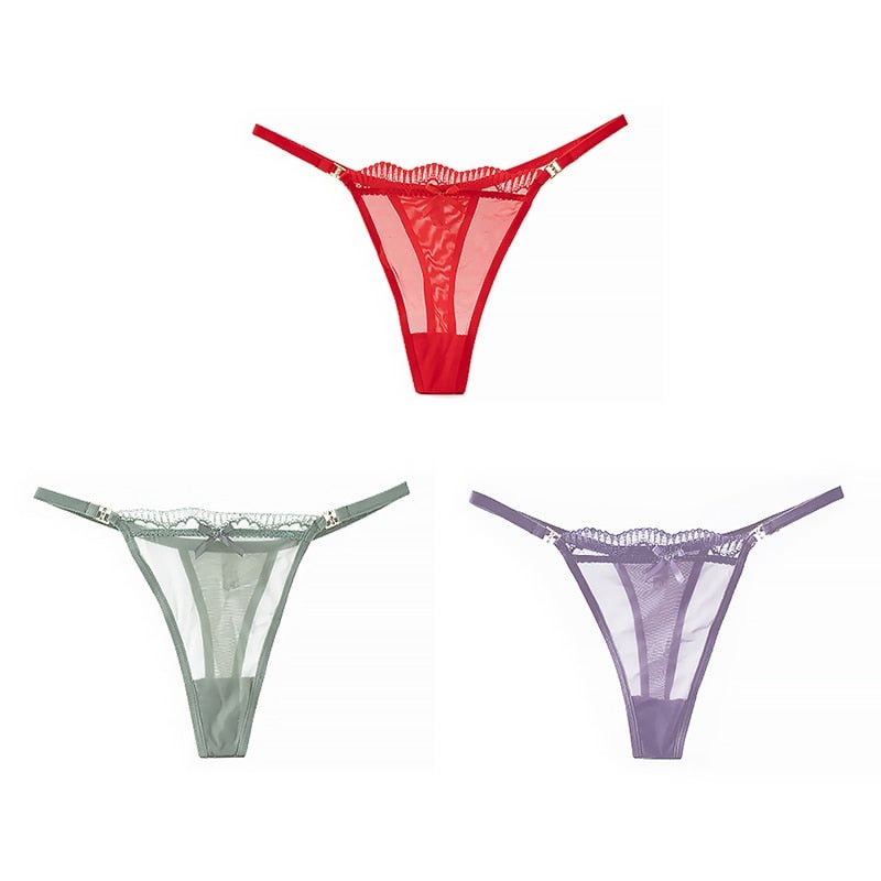 Women's Lace Mesh G-string Sexy Panties Low Waist Underwear Thongs Lingerie Femme Hollow Out Perspective Fashion Panties