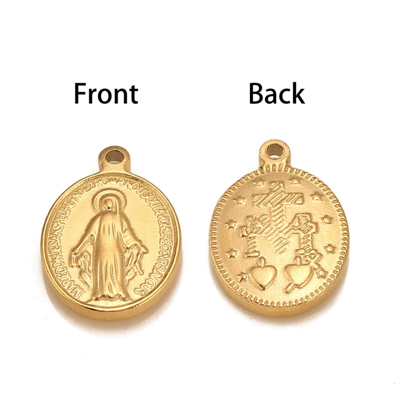 3 PCS/Package 304 Stainless Steel Portrait Virgin Mary Pendant Jewelry Accessories