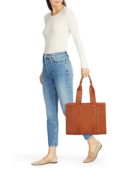 Chlo&eacute; Medium Woody Leather Tote