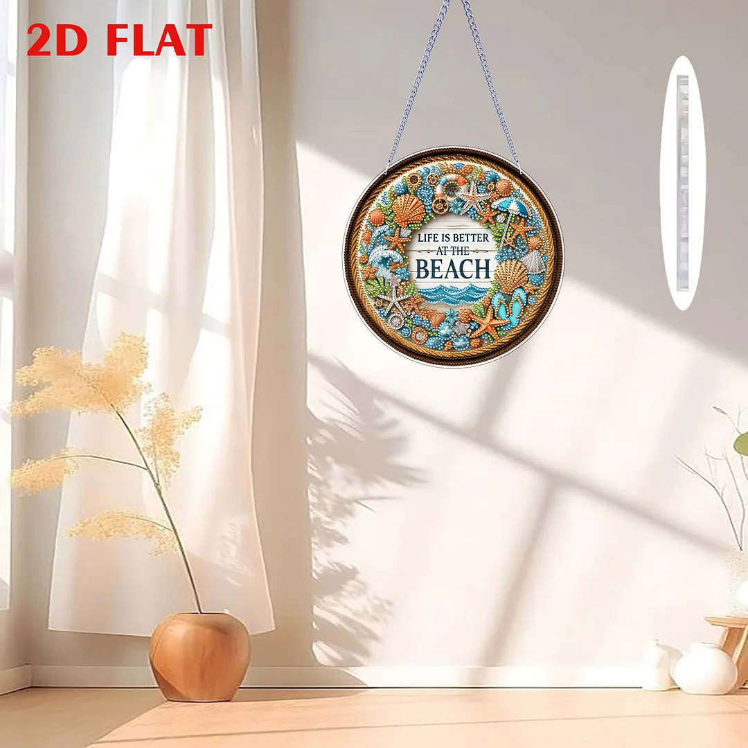 Seashell 2D Flat DIY Diamond Art Pendant for Adults Gift Home Window Wall Decor