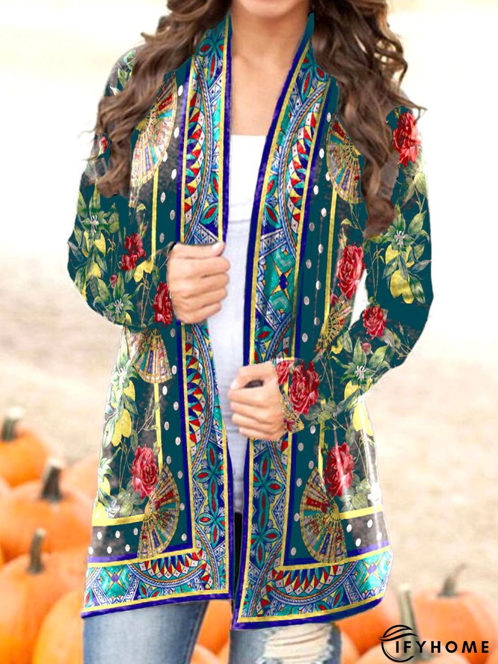 Collarless Vintage Cotton Blends Cardigan | IFYHOME