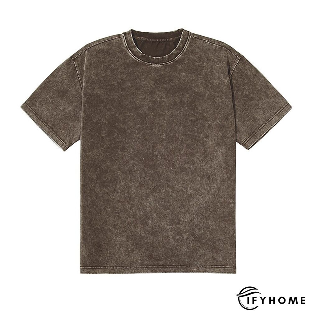 Men's 100% Cotton Acid Wash Shirt Oversized Shirt Plain Crew Neck Sports & Outdoor Daily Short Sleeve Clothing Apparel Fashion Designer Casual | IFYHOME