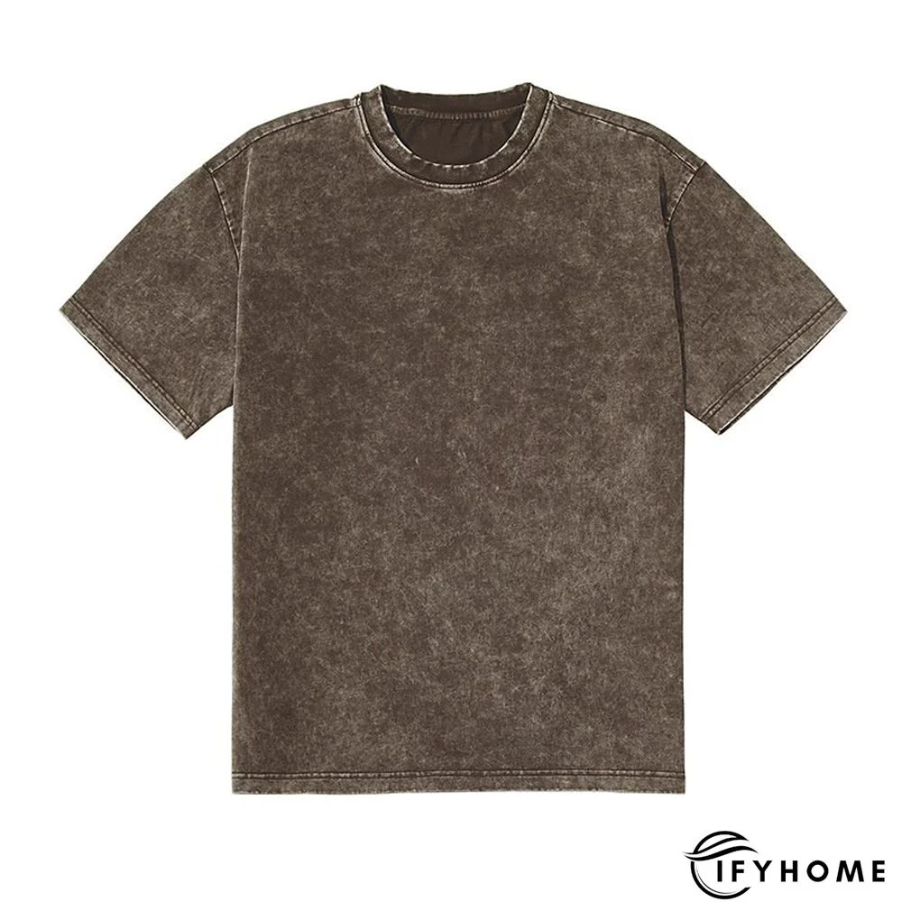 Men's 100% Cotton Acid Wash Shirt Oversized Shirt Plain Crew Neck Sports & Outdoor Daily Short Sleeve Clothing Apparel Fashion Designer Casual | IFYHOME