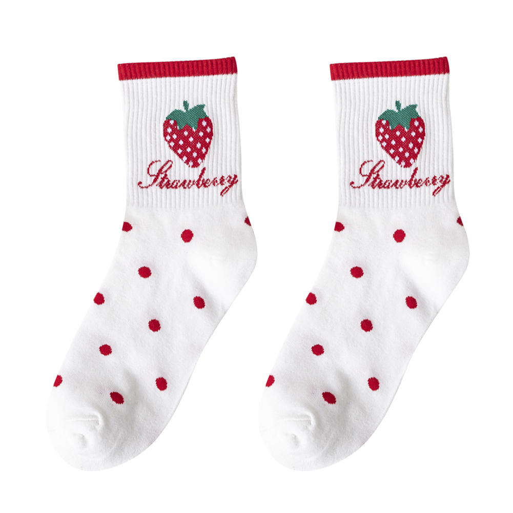 

Cute Strawberry Cotton Socks For Women Elastic Autumn Mid-Calf Length Socks, 501 Original
