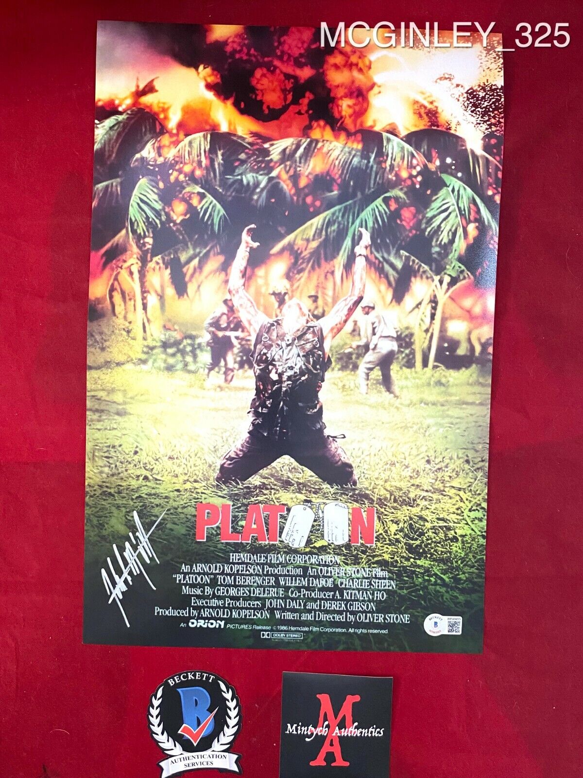 JOHN MCGINLEY AUTOGRAPHED SIGNED 11x17 Photo Poster painting! PLATOON! SGT O'NEILL! BECKETT COA!