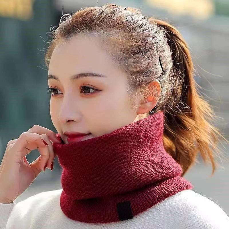 Winter Scarf Unisex Fleece-lined Thickened Scarf Warm Neck Set Riding Mask Wool Pullover Knitted Scarf