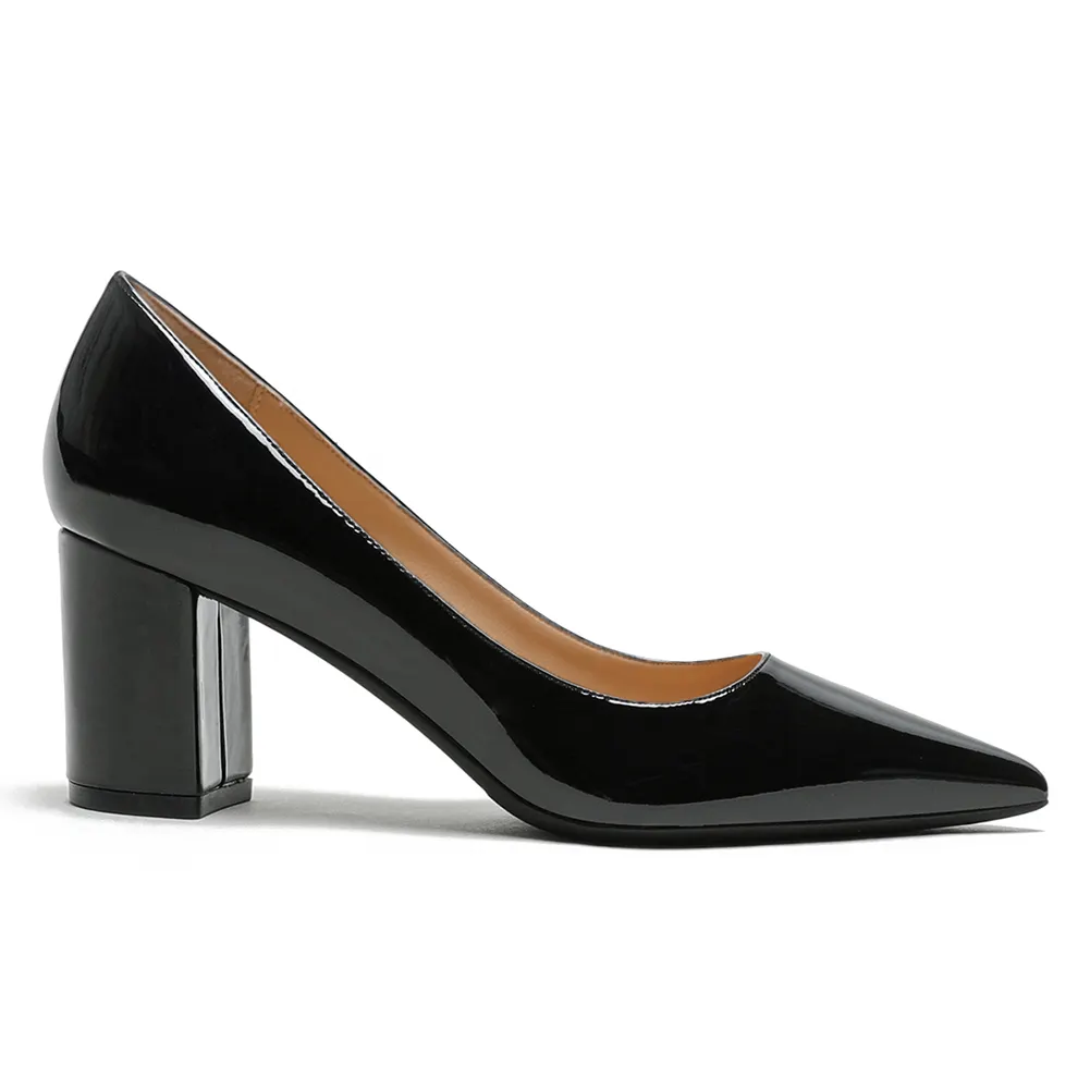 65mm Women Chunky Heels Comfortable Middle Block Heel Pumps-vocosishoes