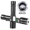 30W LED+COB High Power Flashlight USB Rechargeable 800LM Zoomable Flashlight