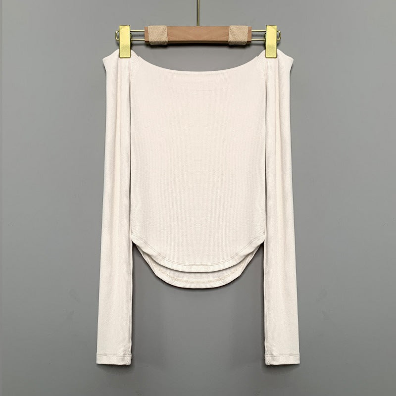 Aiertu leapord halloween outfit Slim-Fit Slimming Sexy Hot Girl off-Shoulder Slimming Long-Sleeved T-shirt Top aiertu