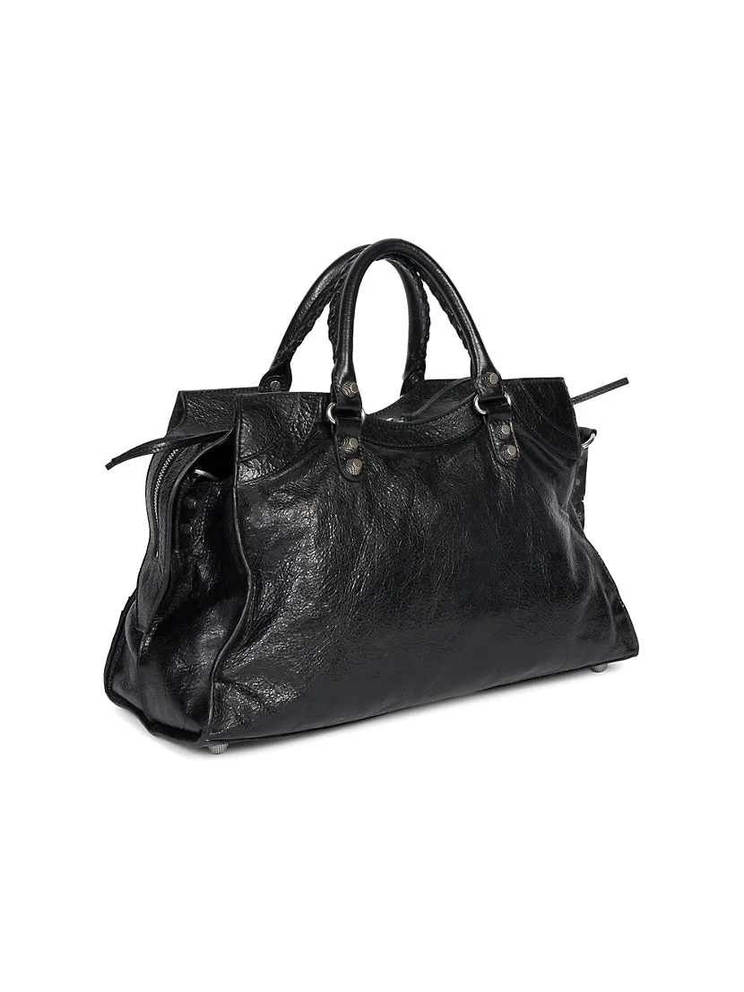 Balenciaga Neo Cagole City Handbag With Rhinestones bag black