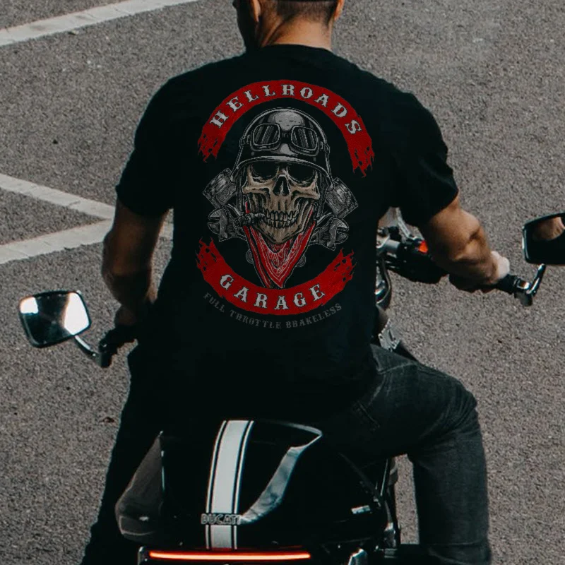 UPRANDY HELL ROADS skull motorist men casual tees designer -  UPRANDY