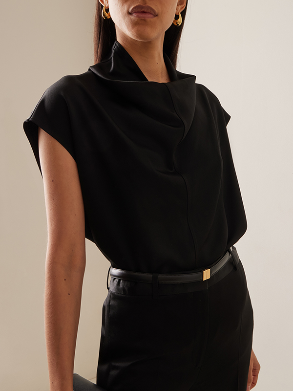 Cowl Neck Short Sleeve Blouses