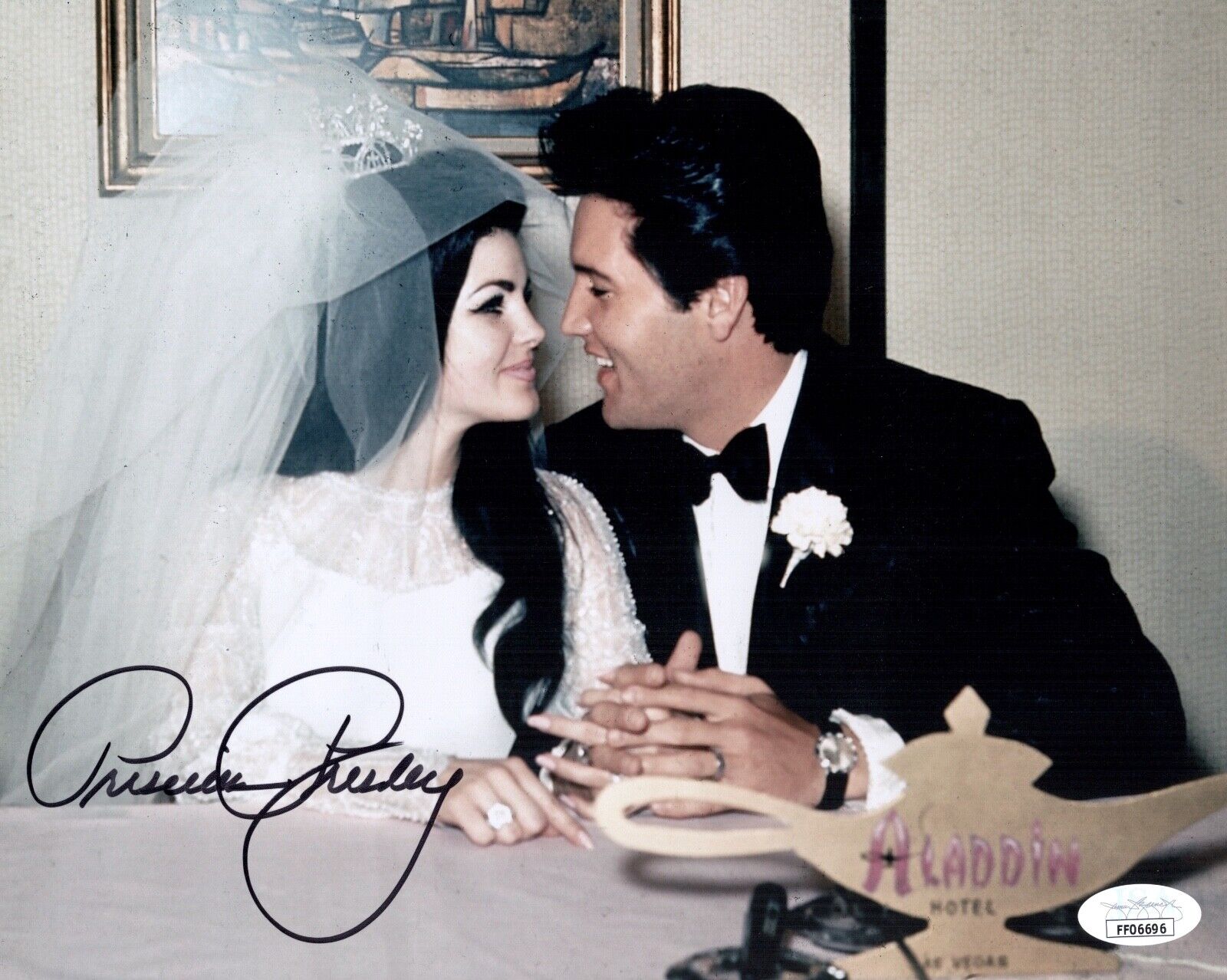 PRISCILLA PRESLEY Signed ELVIS WEDDING 8x10 Photo Poster painting IN PERSON Autograph JSA COA