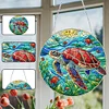 (Upgrade Size)DIY Diamond Painting Double Sided Effect Stained Glass Panel Decorative Home Garden Decoration Hanging Kit(Turtle)