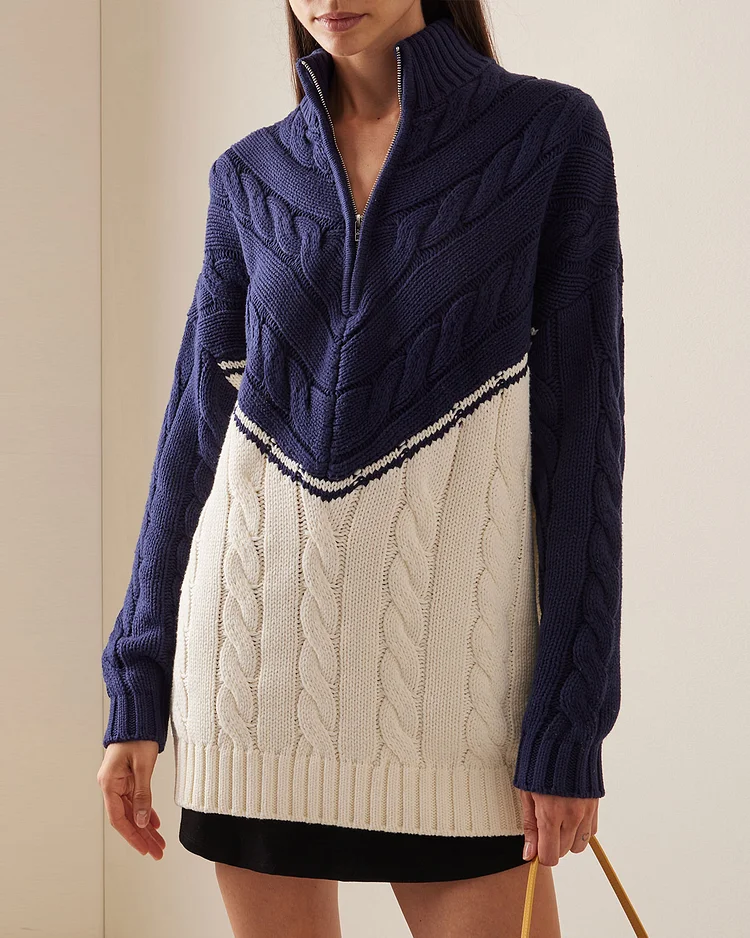  Oversized Cotton-Blend Cable-Knit Sweater