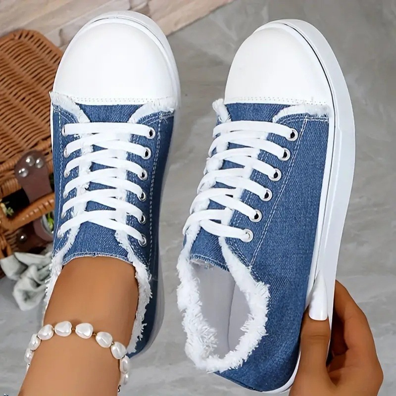 Women's Fringe Trim Canvas Sneakers | 168DEAL