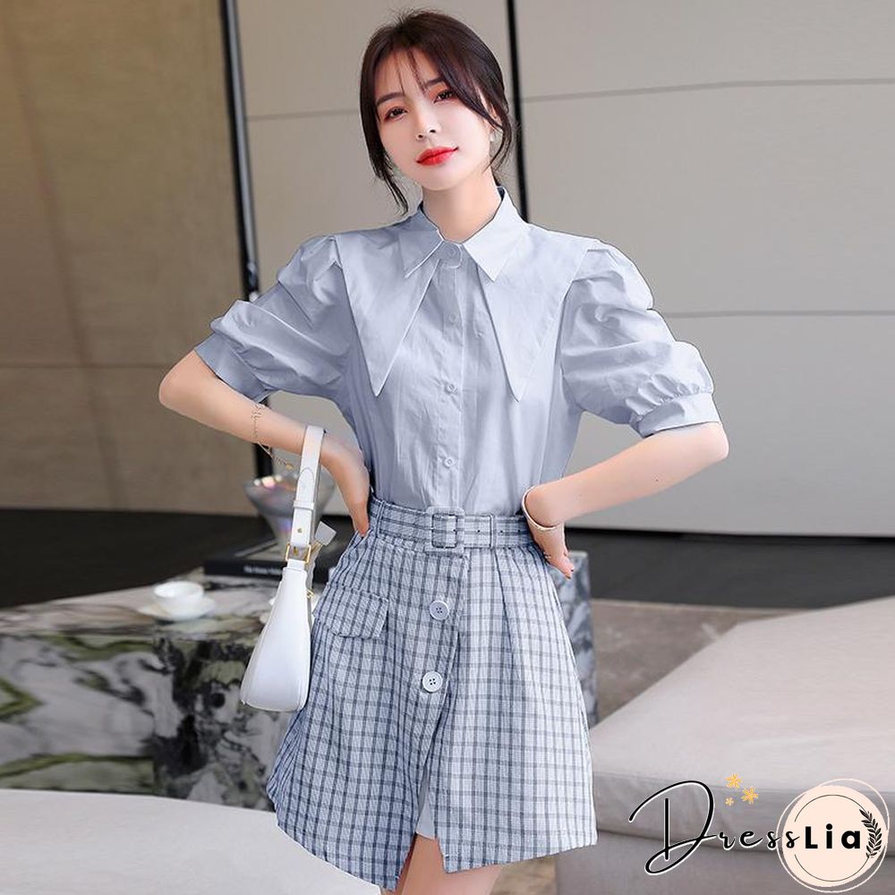 Fashion Blouse+Wild Plaid Skirt P11510