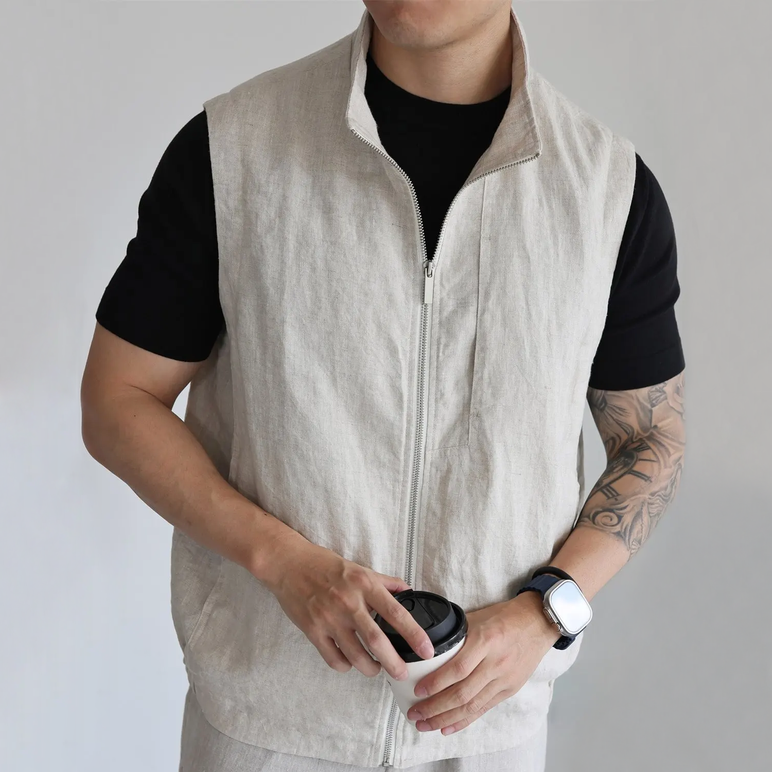 100% European Linen Vest Casual Business for Men REAL SILK LIFE