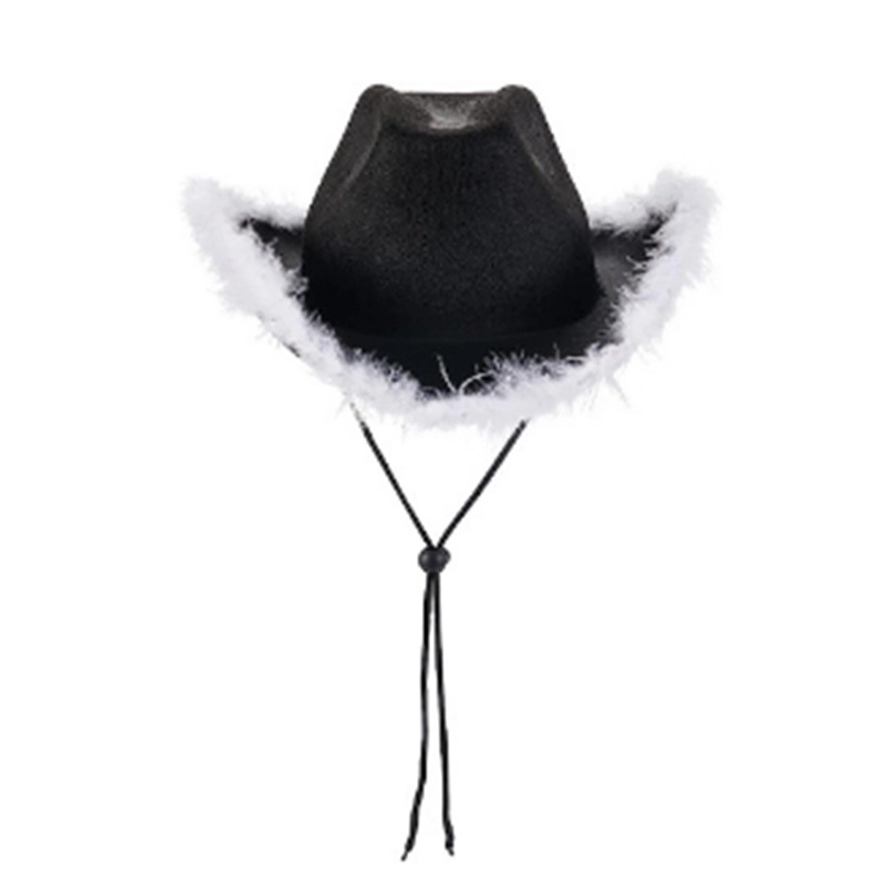 Spot Pink Fur Denim Hat Velvet Decorative Hat Pink Cowboy Hat Western Denim Felt Styling Hat