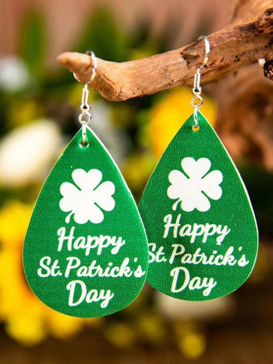 Happy St. Patrick's Day Lucky Shamrock Earrings