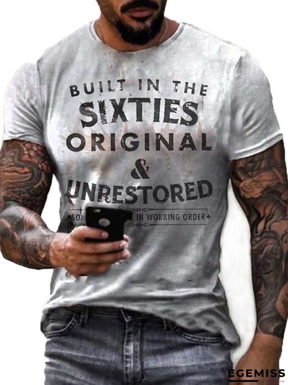 Casual Short Sleeve Digital Printing Slim Fit European and American Personalized Men's T-shirt | EGEMISS