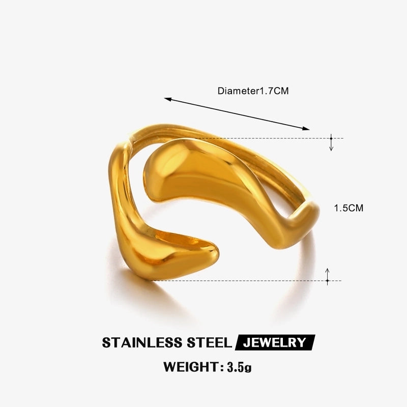 Elegant Minimalist Irregular 304 Stainless Steel 18K Gold Plated Polishing Rings