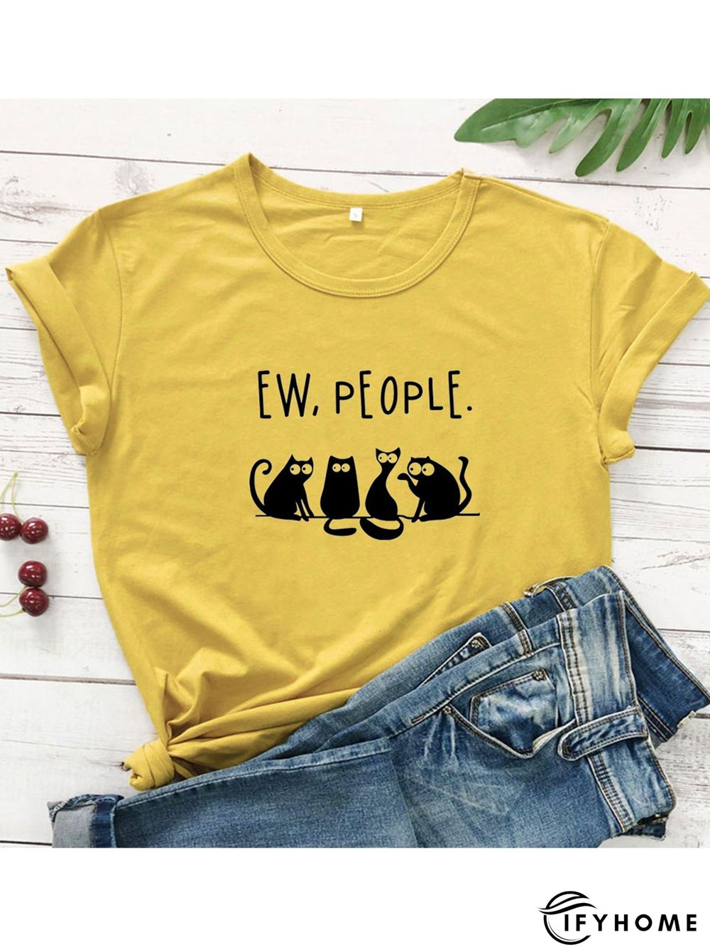 Casual Plus Size Printed Short Sleeve Tee Shirts Tops | IFYHOME