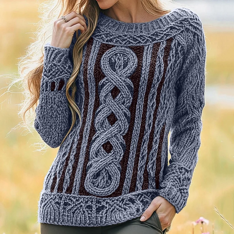 VChics Women's Irish Vintage Celtic Knot Jacquard Sweater